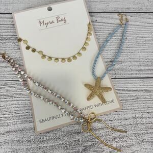 Lot Of 3 Gold Girly Costal Boho Necklaces